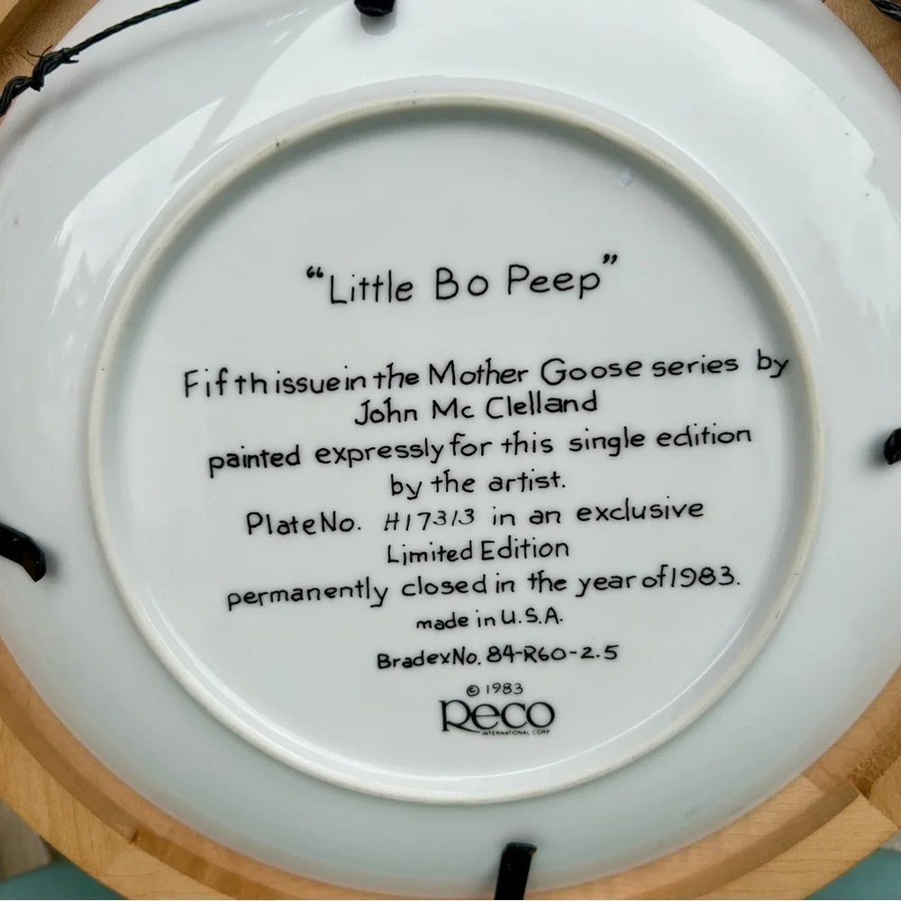Vintage Wall Decor Plate Little Bo Peep 1983 Reco